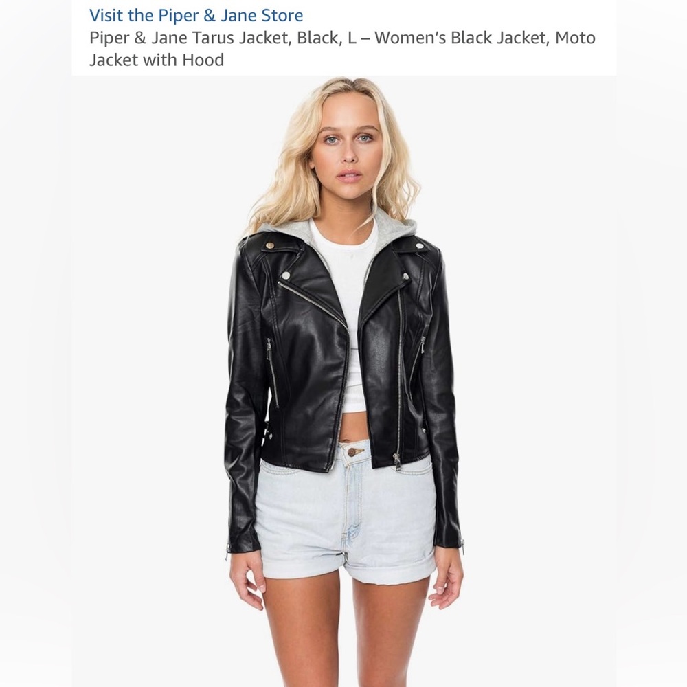 NWT Dark Navy Moto Jacket with Hood - Small